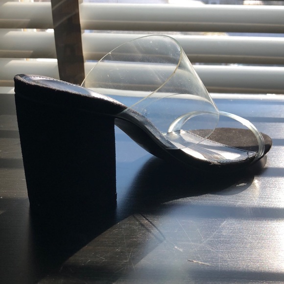 Who What Wear Clear & Black Mules - Picture 3 of 7